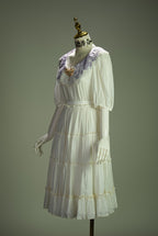 Cloud Soufflé Embroidered-Collar Classic Lolita Midi OP - image 4