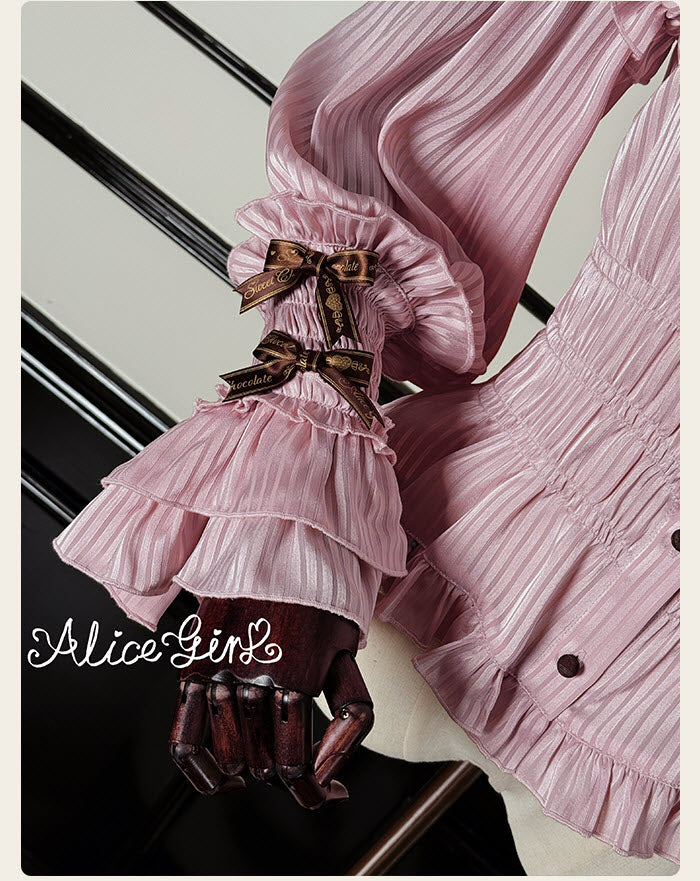 Little Bear Chocolate - Striped Sweet Lolita Blouse - image 5