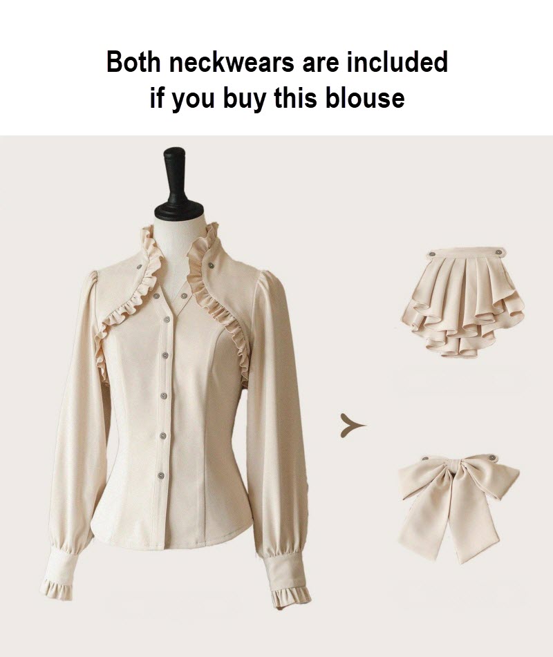Forest Letter - Vintage Classic Lolita Blouse with Two Neckwear Pieces - image 5