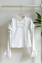 Elegant Ruffled Knitted Long-Sleeve Top - image 5