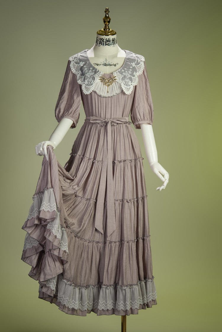 Cloud Soufflé Embroidered-Collar Classic Lolita Maxi OP - image 6