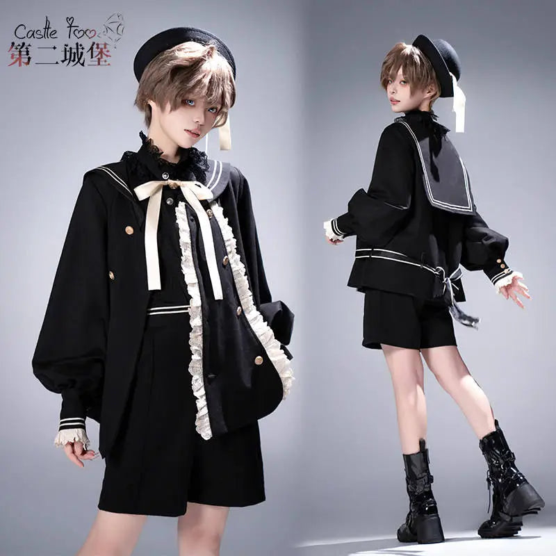 Misty City - Sailor-Collar Ouji Coat & Shorts Set - image 6
