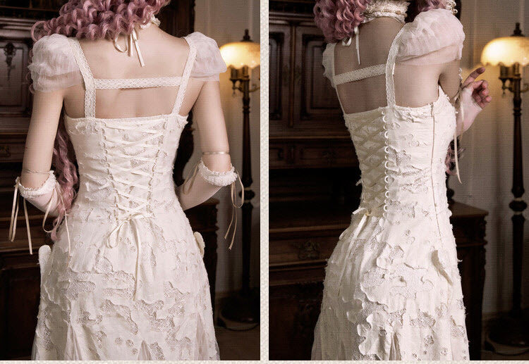 Cupid's Verse-Casket - Heart-Bow Cut-Out Lace Lolita Slip Dress - image 6