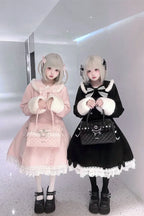 Snow Letter - Sweet Lolita Long Coat with Faux-Fur Trim - image 6