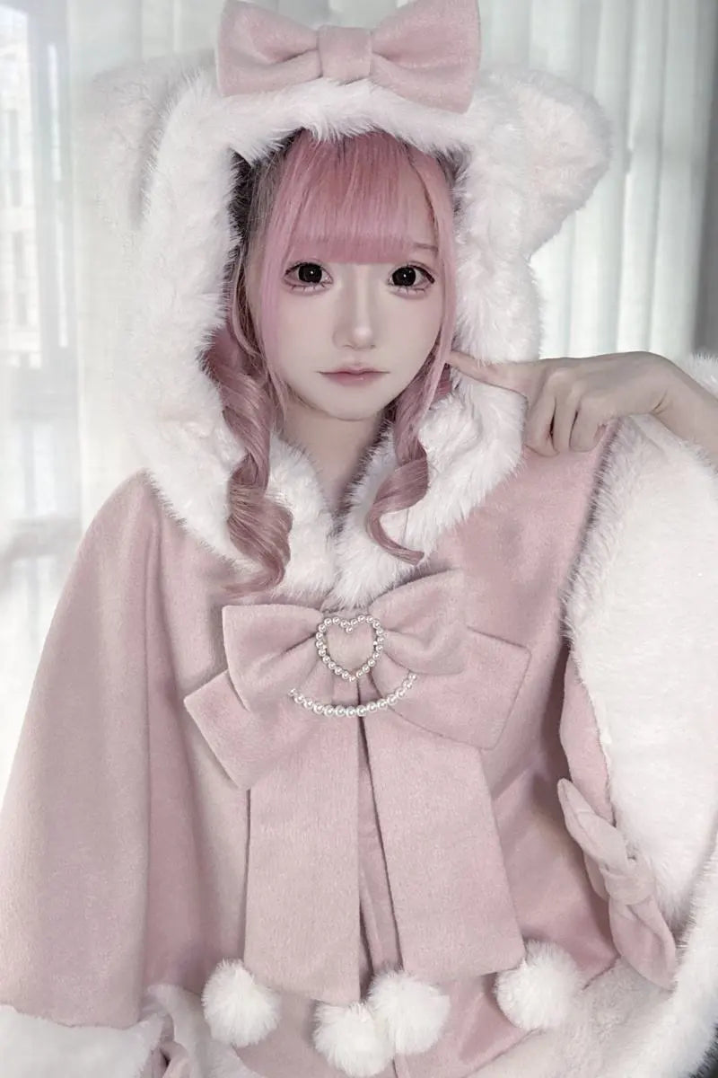 Snowball - Cat-Ear Hood Jirai Kei Cape - image 6