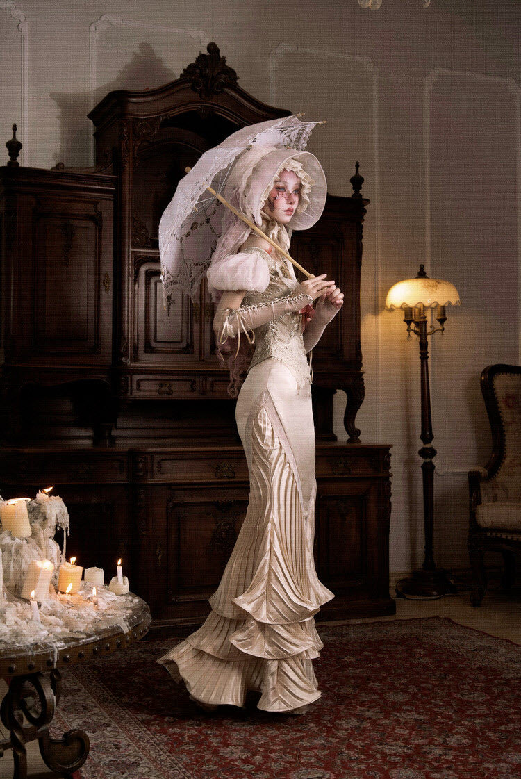 Cupid's Verse-Casket - Rococo Crinkled Satin Fishtail Skirt - image 6
