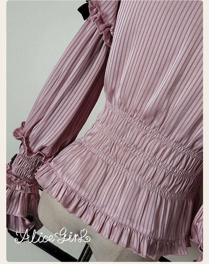 Little Bear Chocolate - Striped Sweet Lolita Blouse - image 6