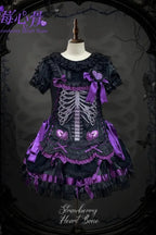 Heart & Skeleton Embroidery - Gothic Lolita OP Dress with Matching Apron - image 6