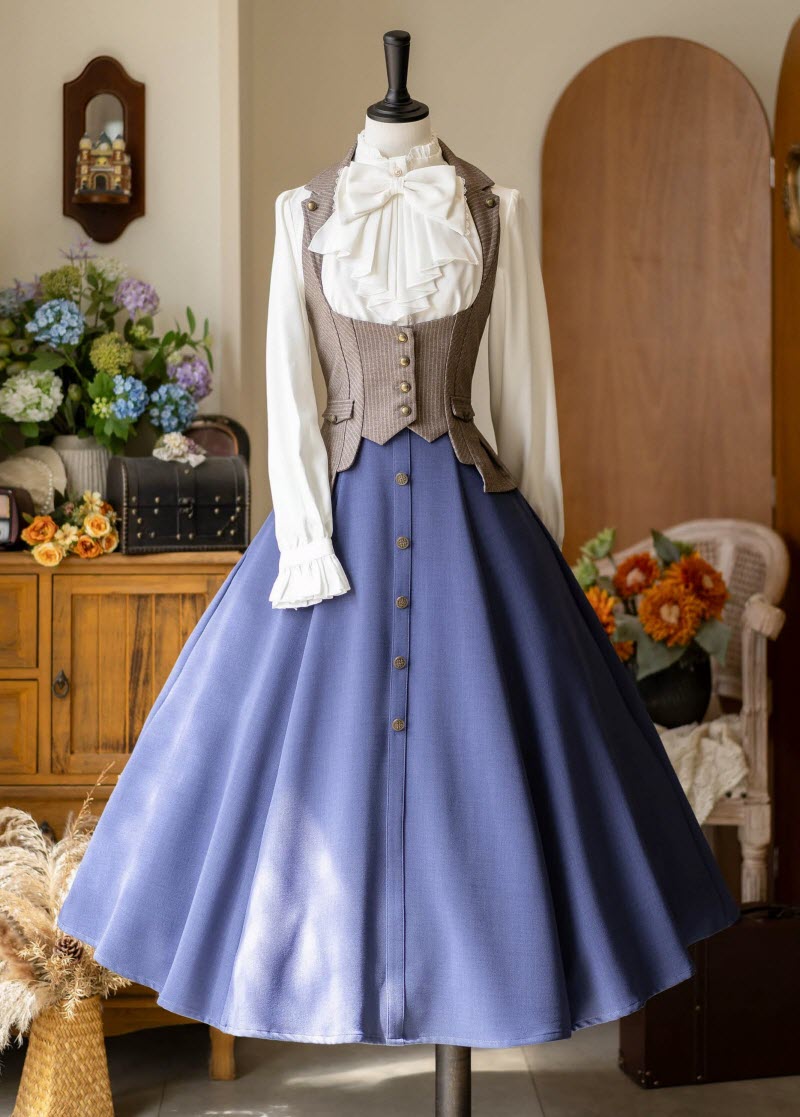 Whispers of the Woods - Long Button-Front Classic Lolita Skirt - image 6