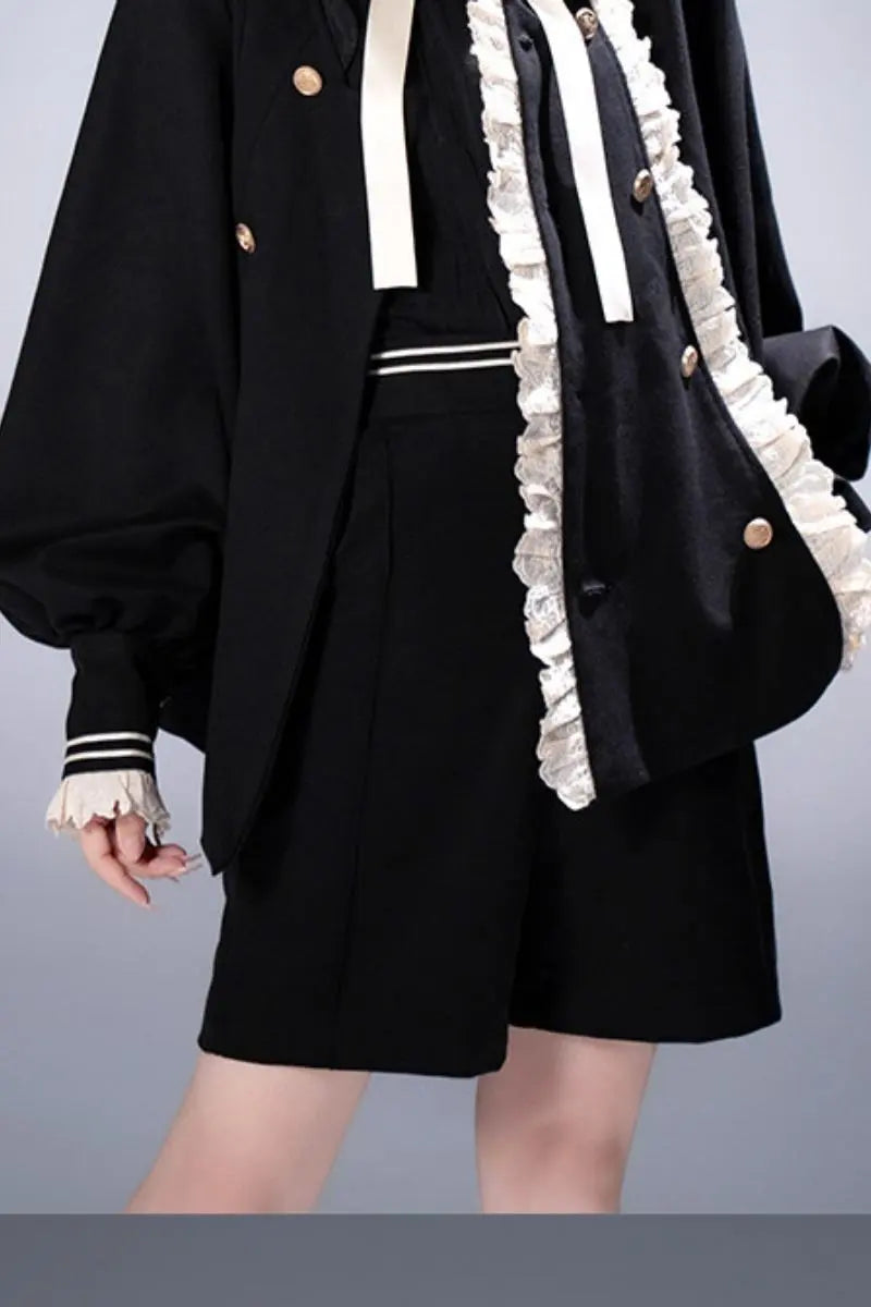 Misty City - Sailor-Collar Ouji Coat & Shorts Set - image 7
