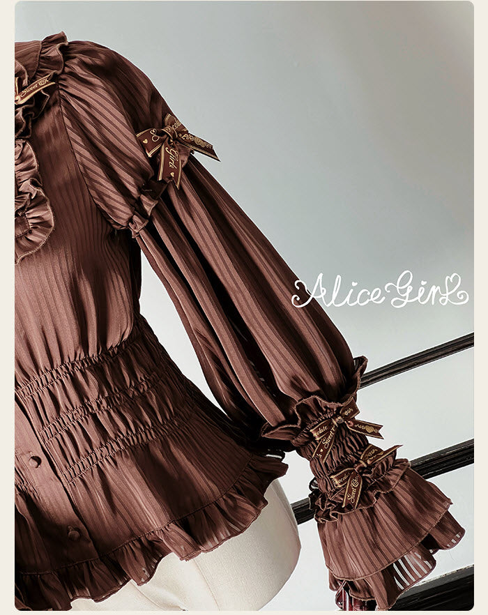 Little Bear Chocolate - Striped Sweet Lolita Blouse - image 7