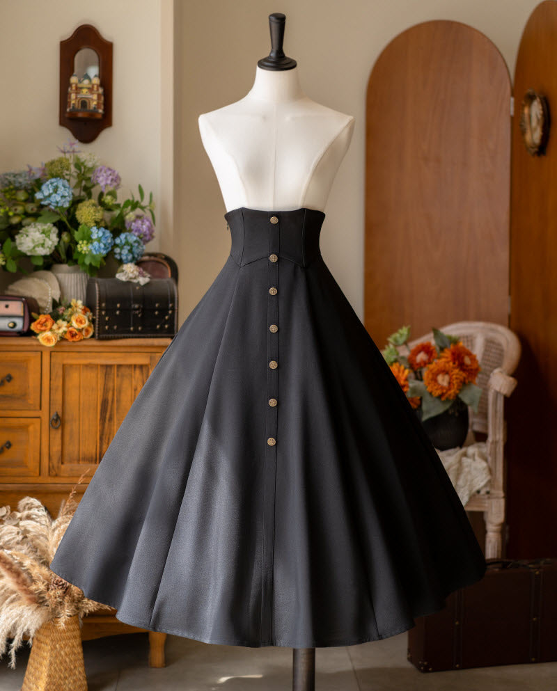 Whispers of the Woods - Long Button-Front Classic Lolita Skirt - image 7