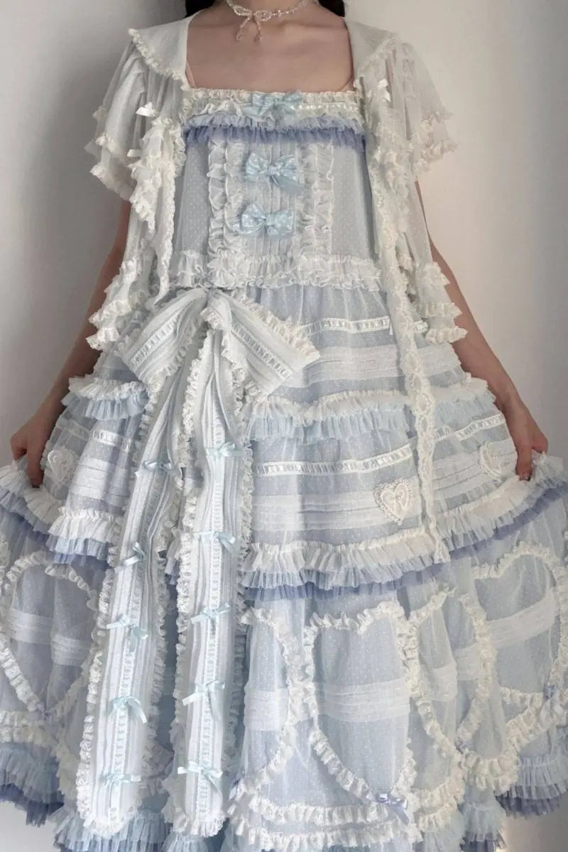 Dot Tulle - Tiered Classic Lolita JSK & Cardigan Coordinate and Accessories - image 7