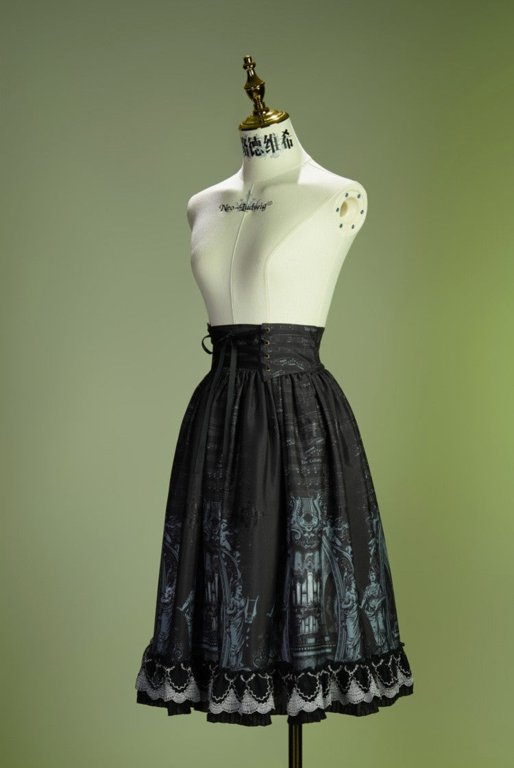 Musical Palmer III Music-Score High-Waist Lolita Midi Skirt - image 7