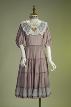 Cloud Soufflé Embroidered-Collar Classic Lolita Midi OP - image 7