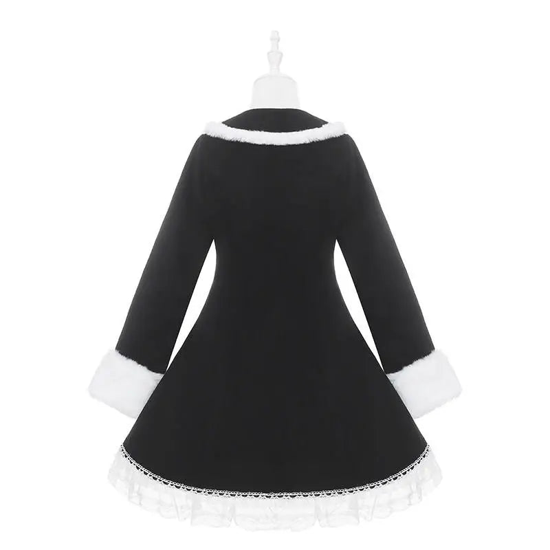 Snow Letter - Sweet Lolita Long Coat with Faux-Fur Trim - image 7