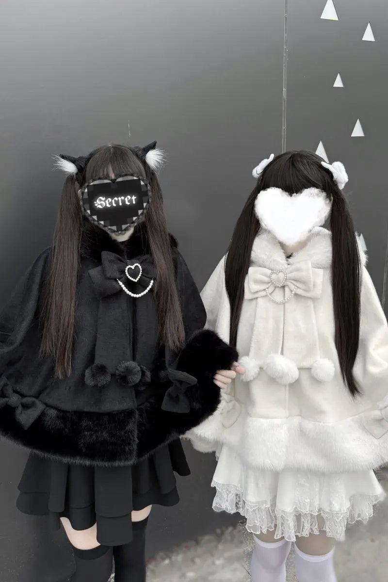 Snowball - Cat-Ear Hood Jirai Kei Cape - image 8