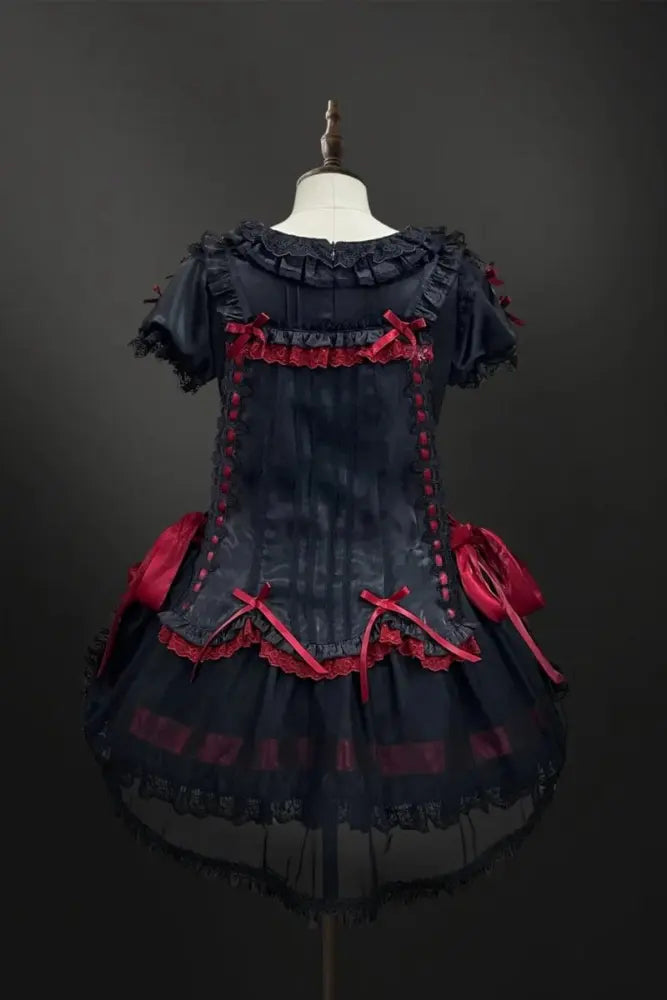 Heart & Skeleton Embroidery - Gothic Lolita OP Dress with Matching Apron - image 8