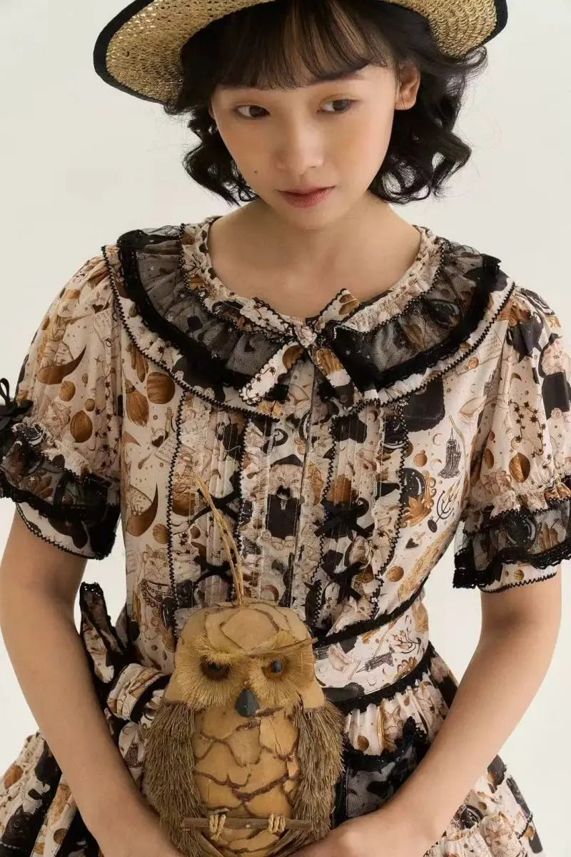 Black Cat Magician - Cotton Lolita OP Dress in Two Lengths - image 8