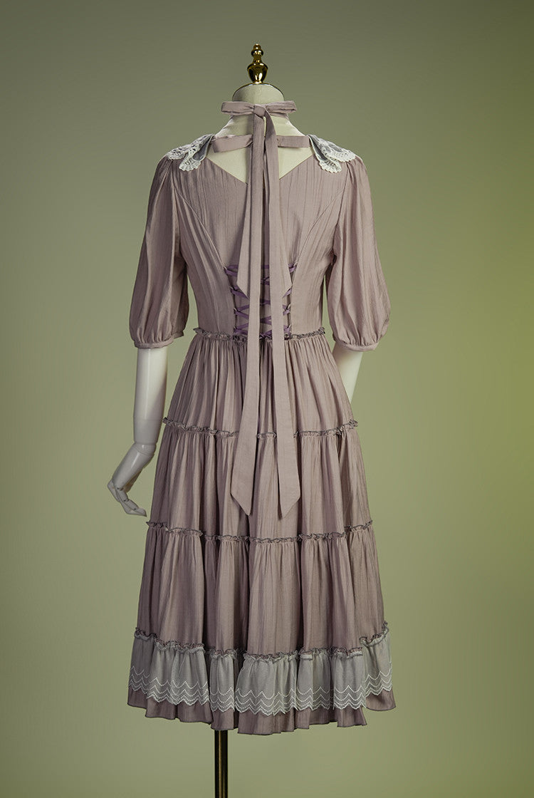Cloud Soufflé Embroidered-Collar Classic Lolita Midi OP - image 8