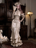 Cupid's Verse-Casket - Rococo Crinkled Satin Fishtail Skirt - image 8