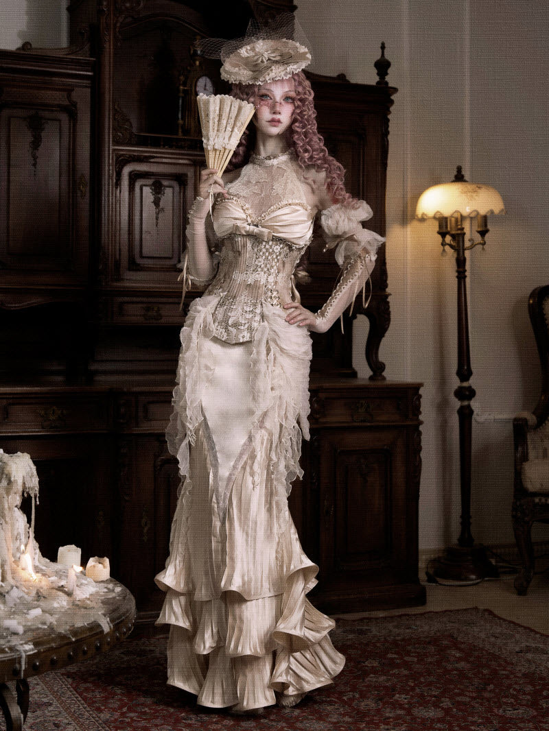 Cupid's Verse-Casket - Rococo Crinkled Satin Fishtail Skirt - image 8