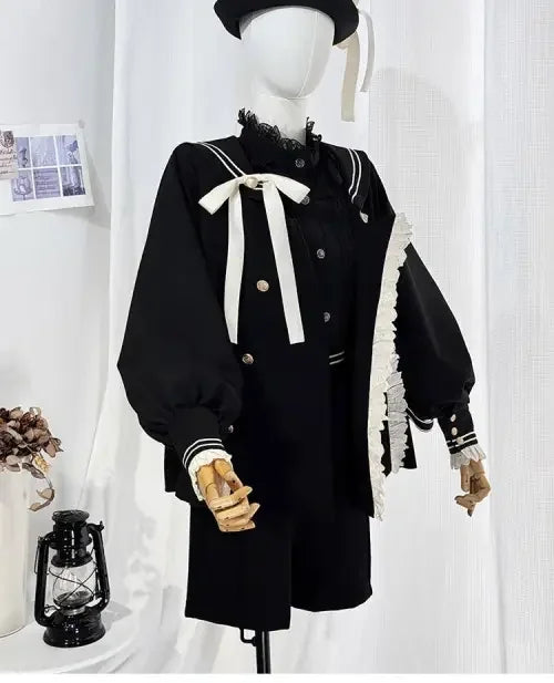 Misty City - Sailor-Collar Ouji Coat & Shorts Set - image 8