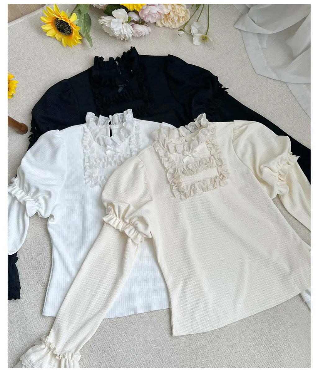 Elegant Ruffled Knitted Long-Sleeve Top - image 8