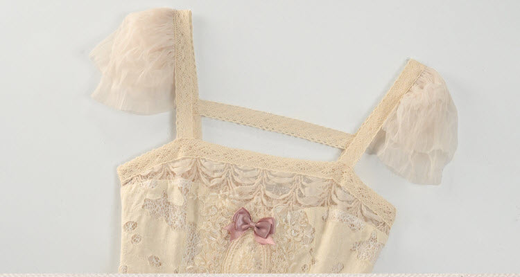 Cupid's Verse-Casket - Heart-Bow Cut-Out Lace Lolita Slip Dress - image 9
