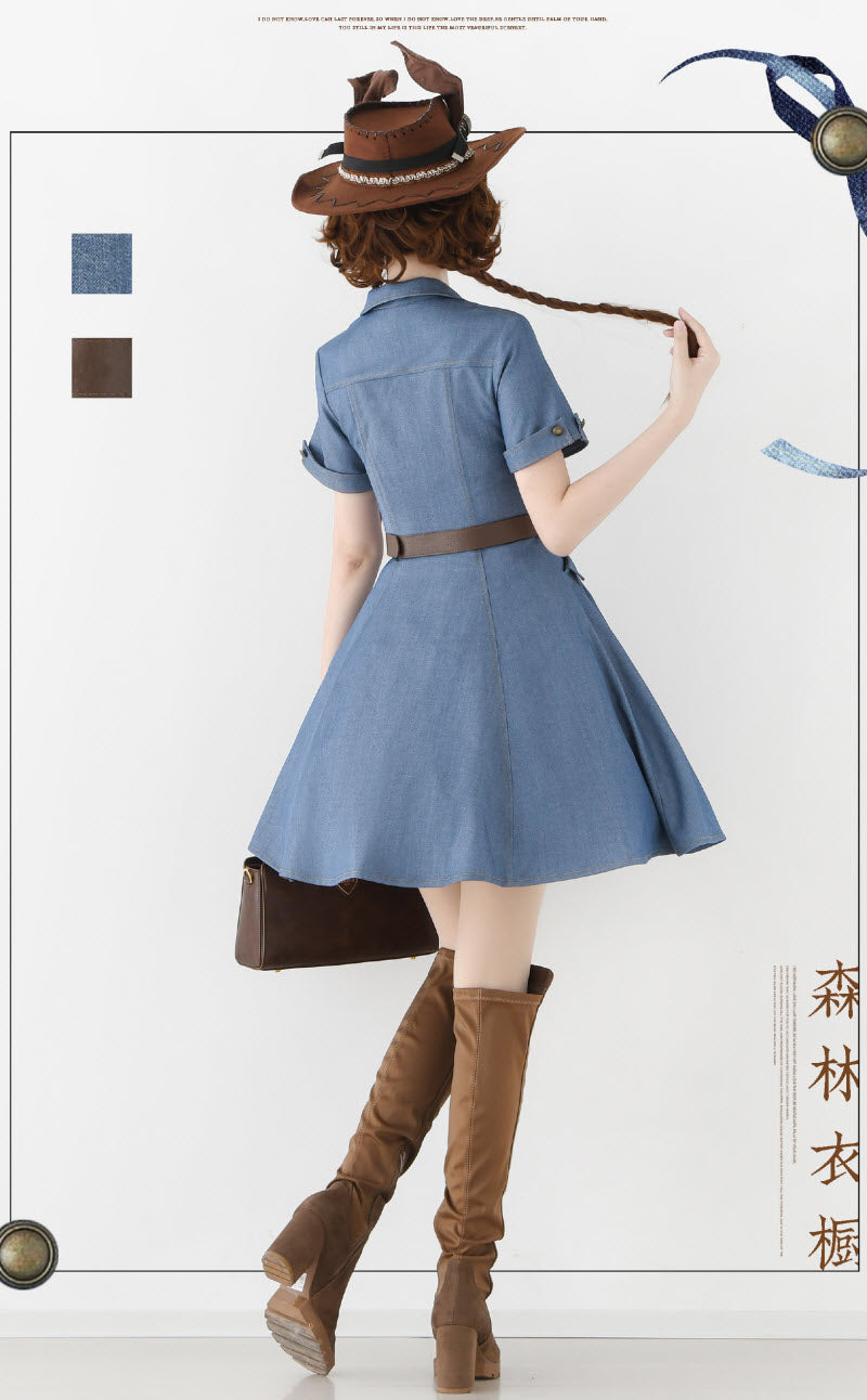 Western Notes - Denim Classic Lolita OP Dress - image 9