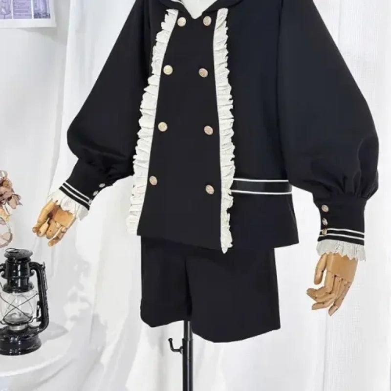 Misty City - Sailor-Collar Ouji Coat & Shorts Set - image 9