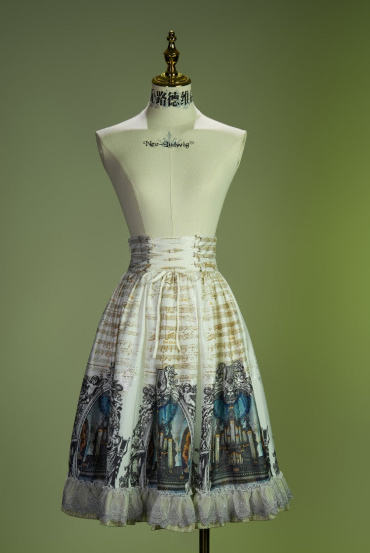 Musical Palmer III Music-Score High-Waist Lolita Midi Skirt - image 9