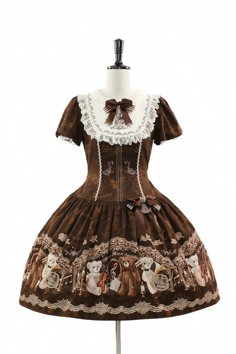 Bear Symphony - Retro Lolita JSK and OP Dresses - image 9