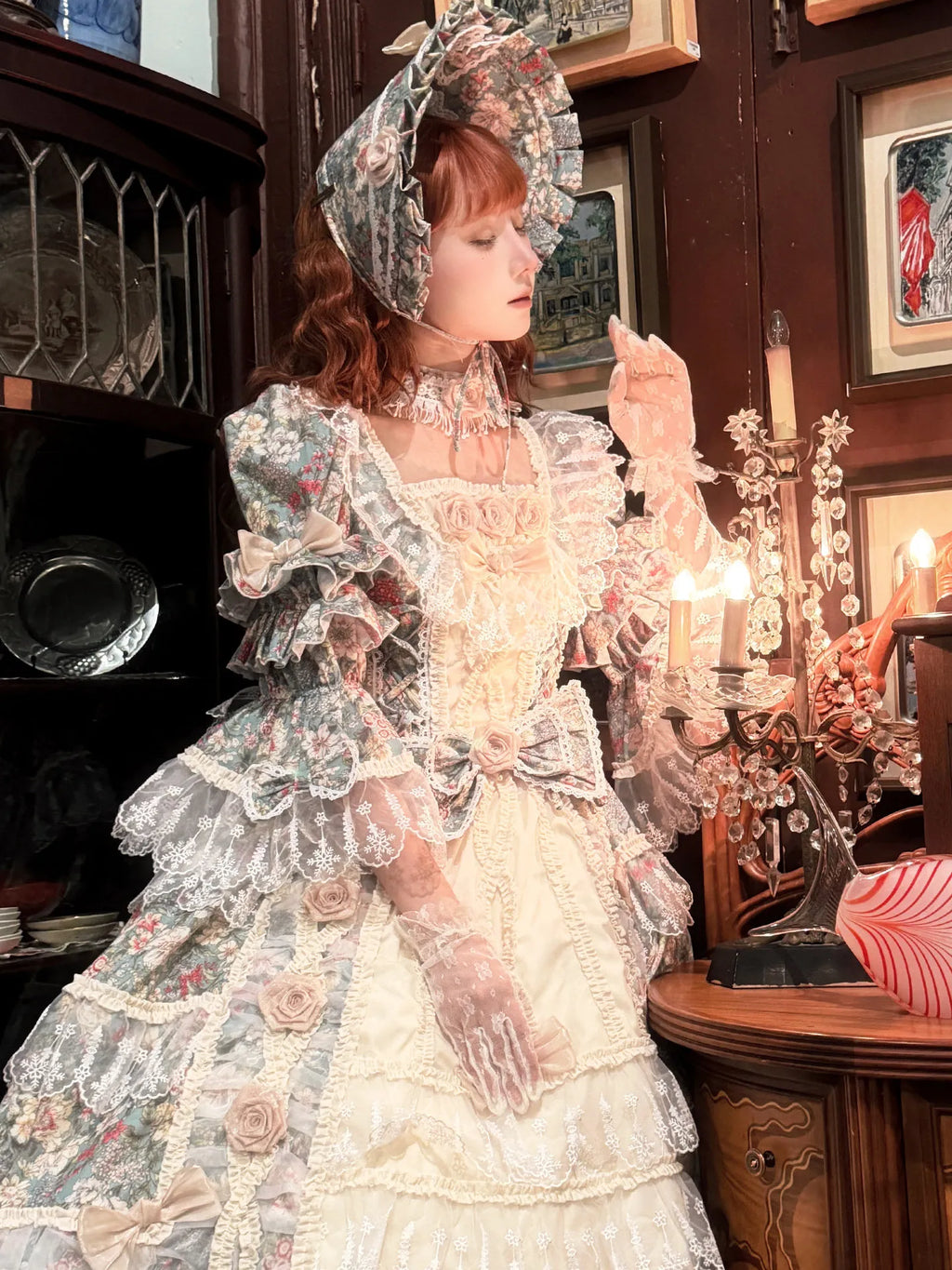 Rococo Flower House Mint Green Vintage Classical Lolita OP Dress - image 3