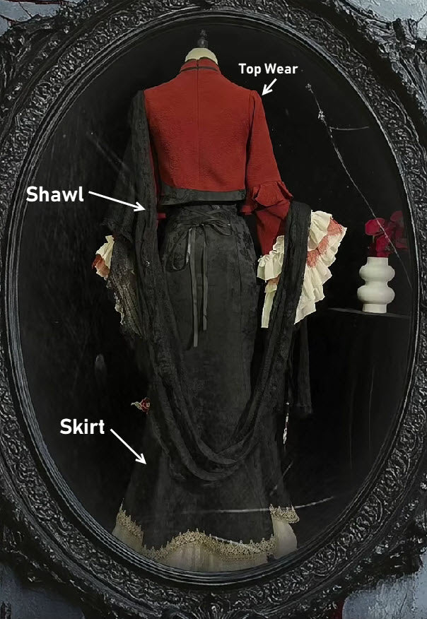 Camellia and Snake Qi Lolita Jumper Dress, Top and Shawl - image 1