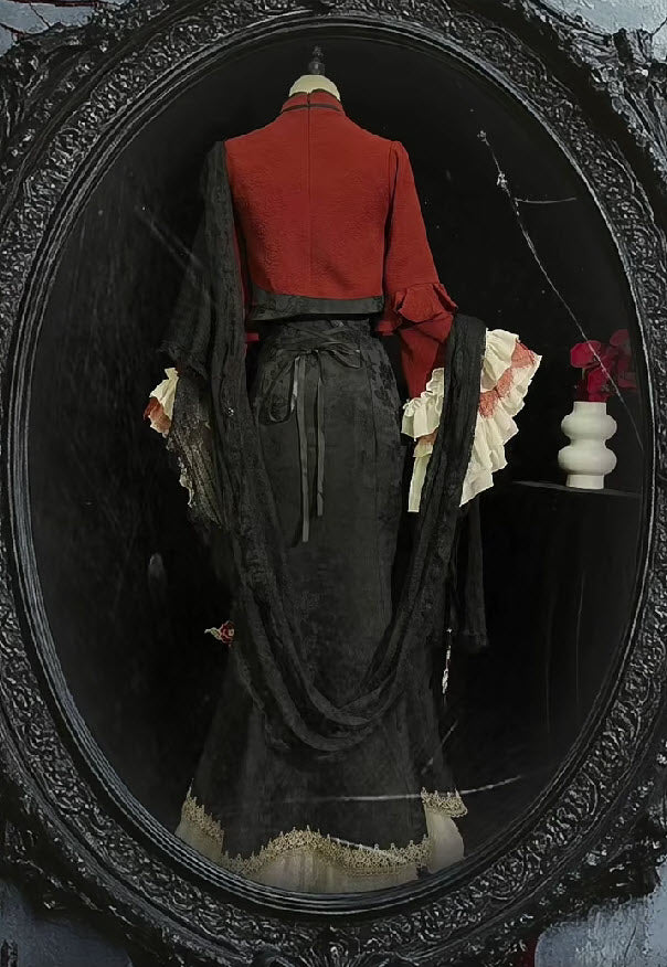 Camellia and Snake Qi Lolita Jumper Dress, Top and Shawl - image 9