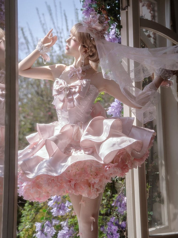Satin Fantasy - Sweet Lolita Short Dress, Full Set and Petticoat - image 3
