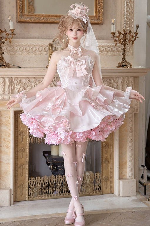 Satin Fantasy - Sweet Lolita Short Dress, Full Set and Petticoat - image 1