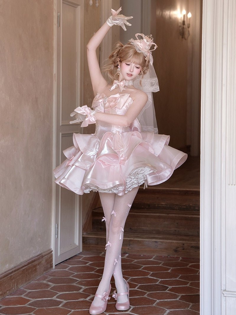Satin Fantasy - Sweet Lolita Short Dress, Full Set and Petticoat - image 10