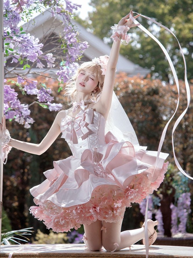 Satin Fantasy - Sweet Lolita Short Dress, Full Set and Petticoat - image 4