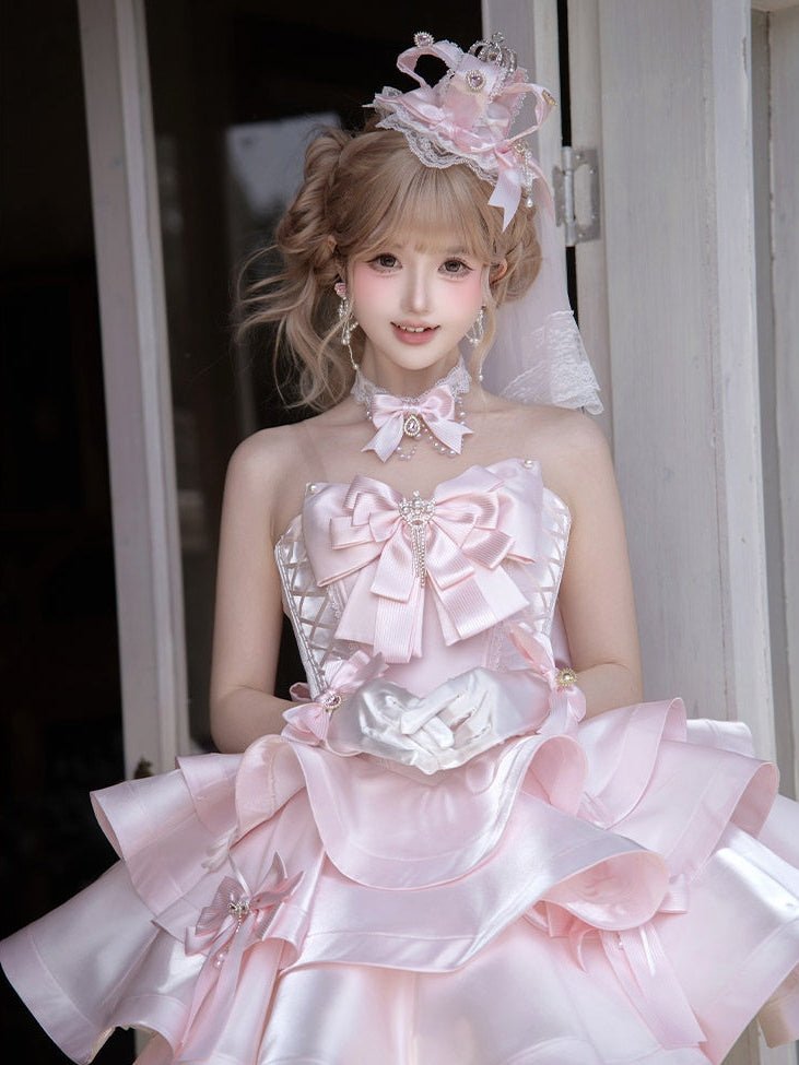 Satin Fantasy - Sweet Lolita Short Dress, Full Set and Petticoat - image 5