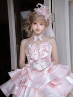 Satin Fantasy - Sweet Lolita Short Dress, Full Set and Petticoat - image 5