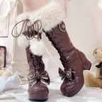 Elegant Winter Lolita Bow Boots - image 1