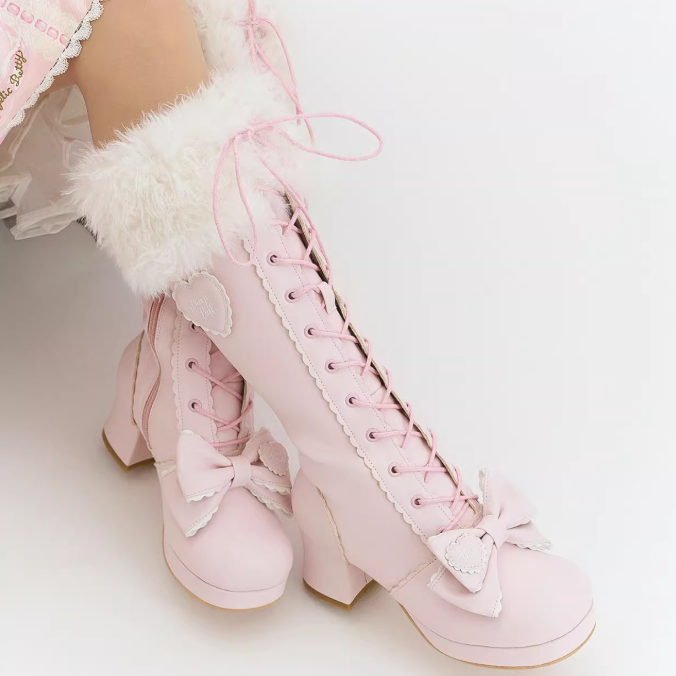 Elegant Winter Lolita Bow Boots - image 5