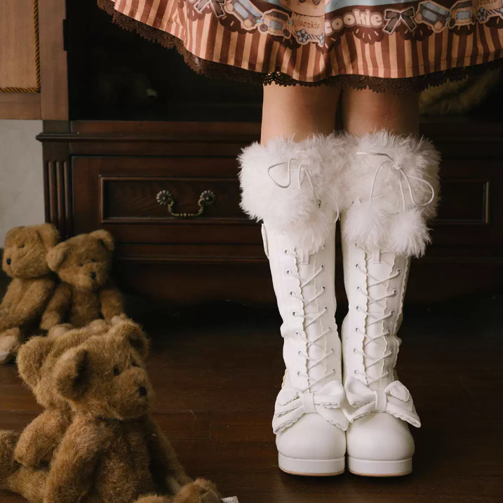 Elegant Winter Lolita Bow Boots - image 3