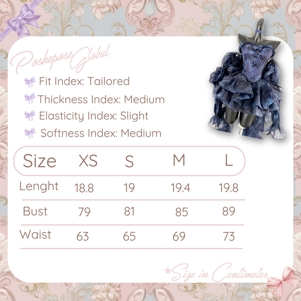 POSHEPOSE - Haute Couture Deep Sea Dress Limited Edition - official POSHEPOSE size chart