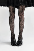Spider Banquet - Croc Patent Gothic Lolita Heels & Stockings — Black Stockings / 35