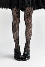 Spider Banquet - Croc Patent Gothic Lolita Heels & Stockings — Black Stockings / 35