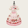 Peach Berry Charm - Sweet Lolita OP Dress, Hat & Headband — OP Dress / S / Pink