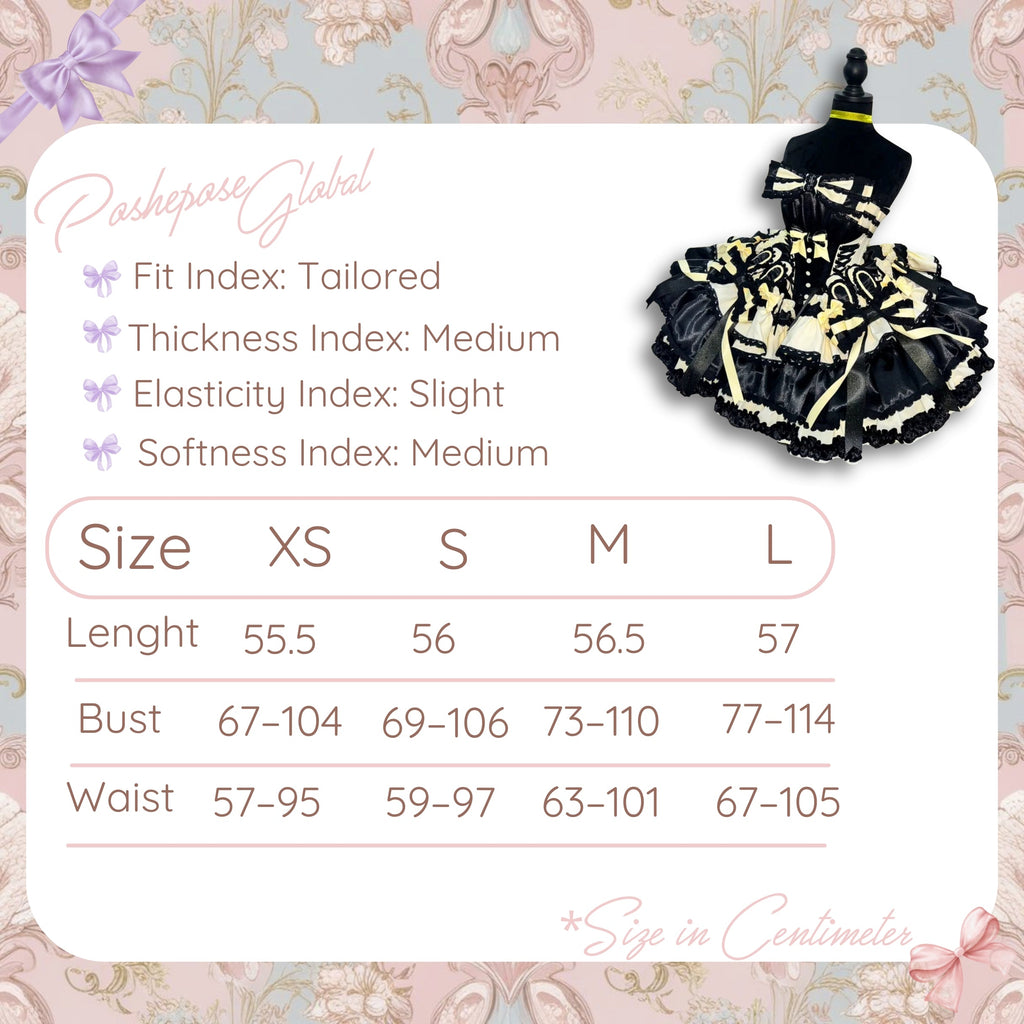 POSHEPOSE - Sweet Dream Black Dress - official POSHEPOSE size chart